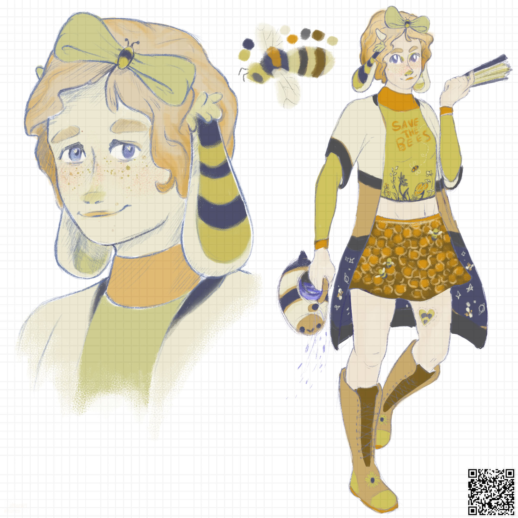 Flat artwork of an old humanoid character